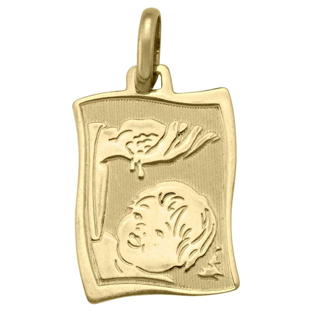 Yellow Gold Baptism Medal — front view