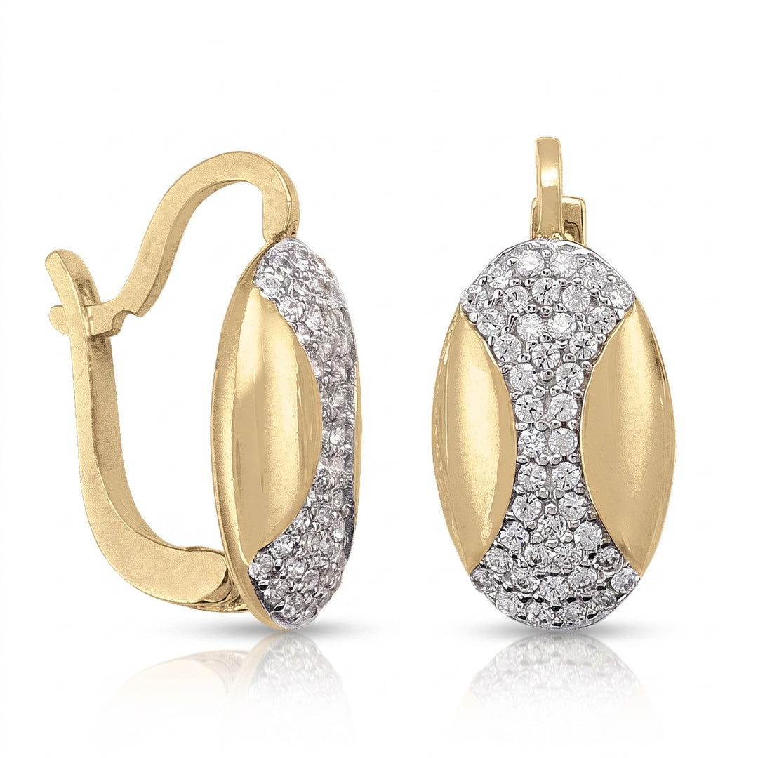 Yellow Gold Fancy CZ French Back Earrings