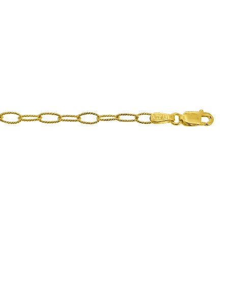 Yellow Gold Solid Textured Oval Link Chain Necklace — 2.8mm