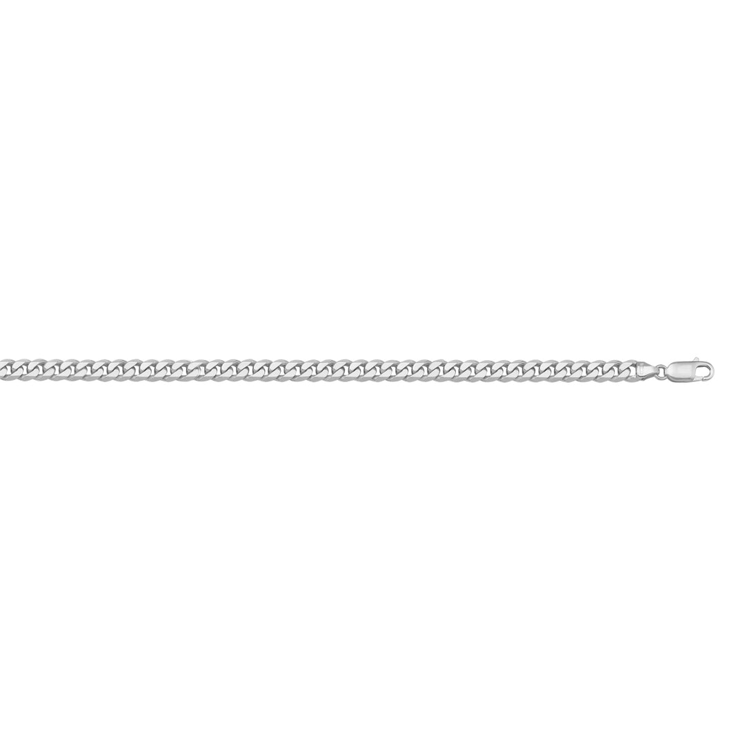White Gold Solid Beveled Curb Chain Necklace — 2.7mm