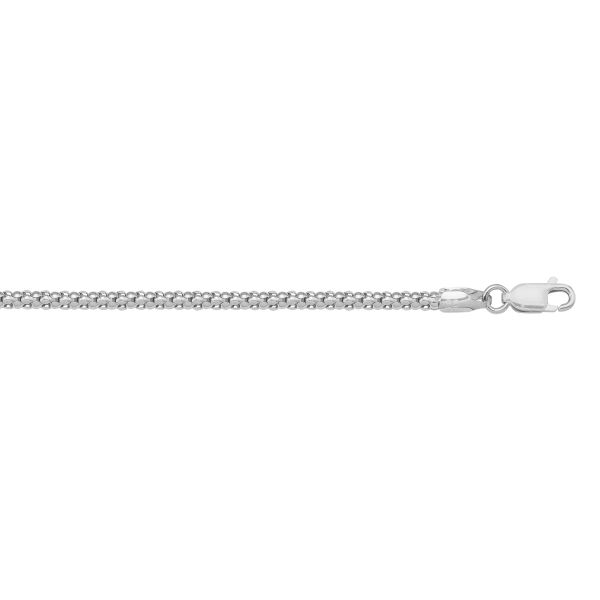 White Gold Hollow Popcorn Chain Necklace — 1.8mm