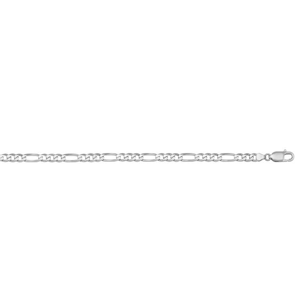 White Gold Solid Figaro Chain Necklace — 3.9mm