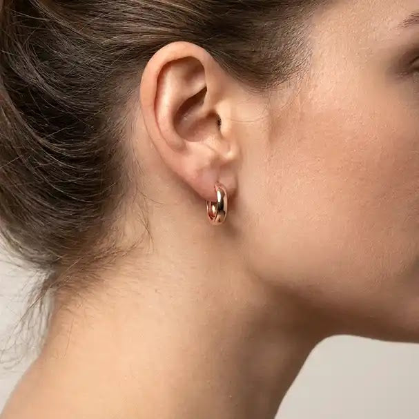 Pink Gold Hoop Earrings, 19mm - worn on ear