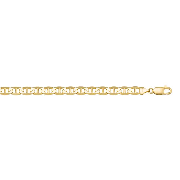 Yellow Gold Solid Flat Anchor Chain Necklace — 4.5mm