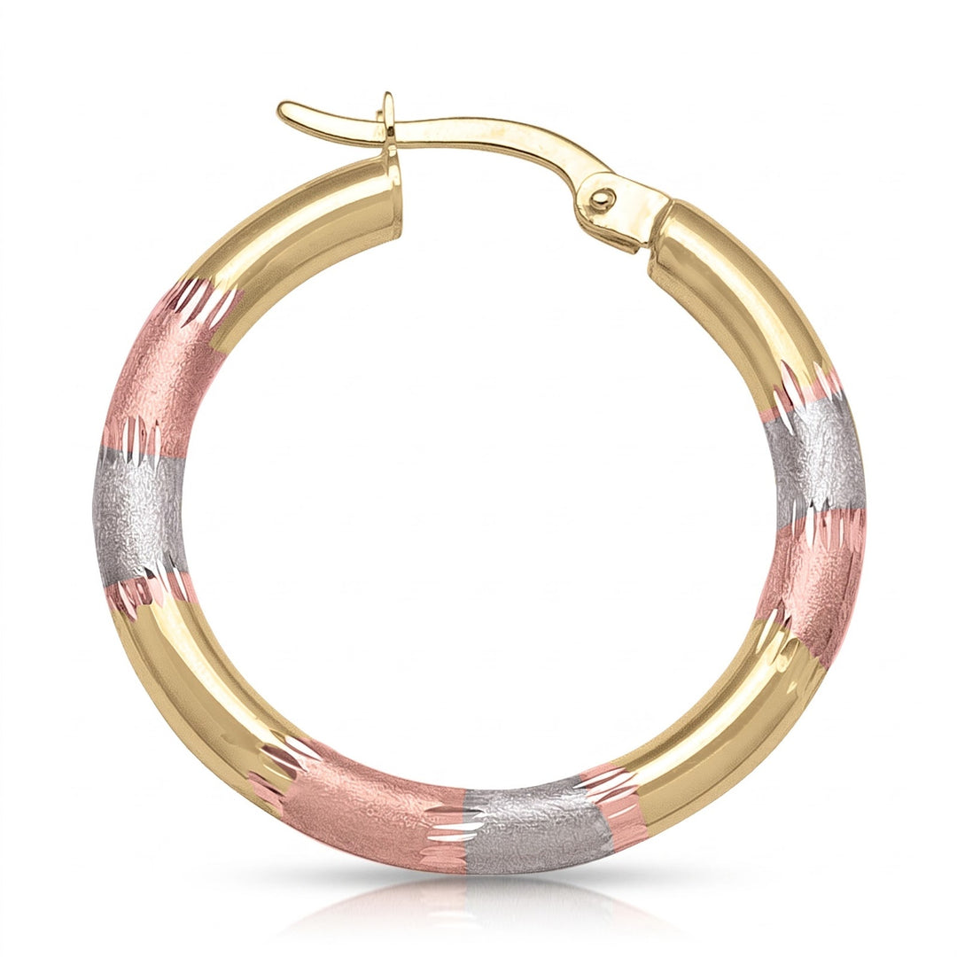 Tri Colour Hoop Earrings, 25.5mm