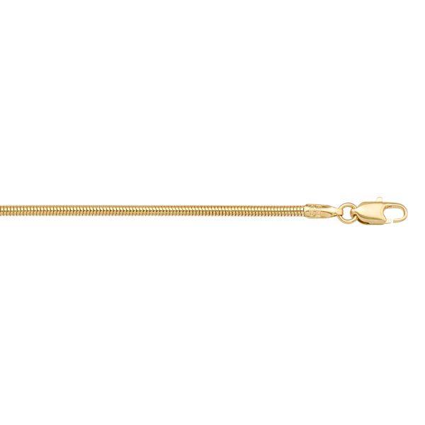 Yellow Gold Solid Snake Chain Necklace — 1.2mm