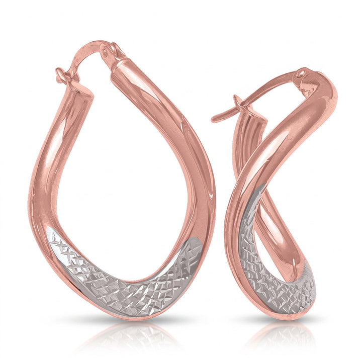 Pink And White Gold Fancy Hoop Earrings, 19mm