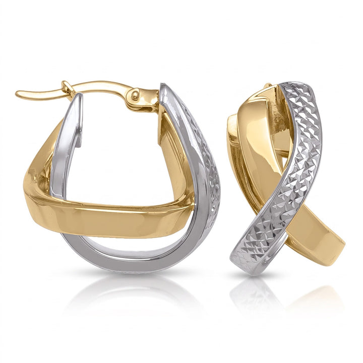 Two Tone Fancy Hoop Earrings, 18.2mm