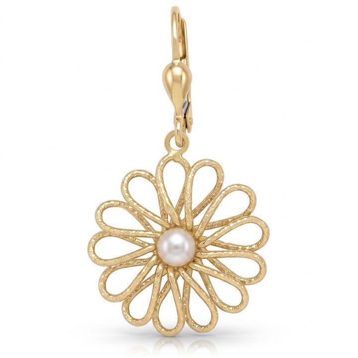 Two Tone Fancy Flower Drop Earrings