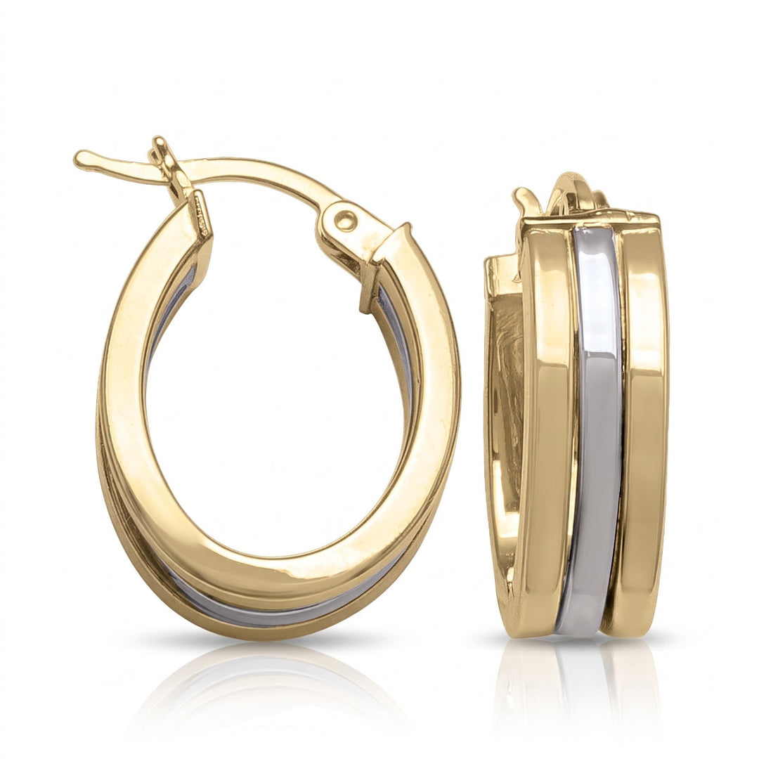 Two Tone Hoop Earrings, 12.6mm