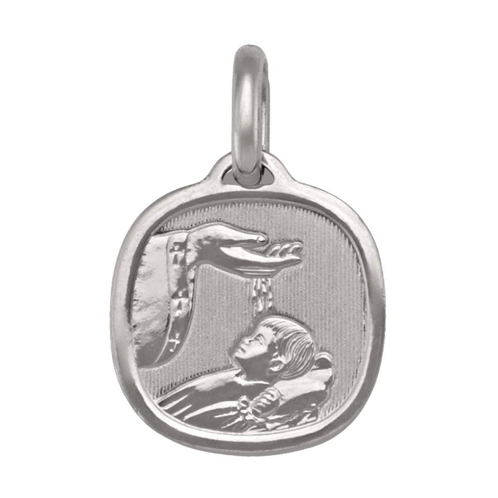 White Gold Baptism Medal — front view