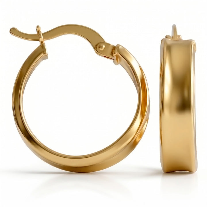 Yellow Gold Hoop Earrings, 19mm
