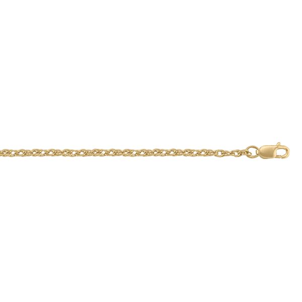 Yellow Gold Solid Rope Chain Necklace — 2mm