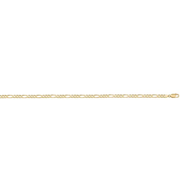 Yellow Gold Solid Figaro Chain Necklace — 2.4mm