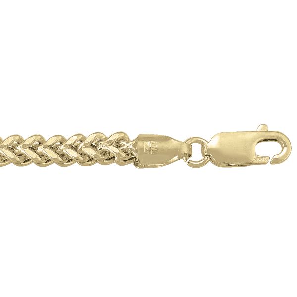 Yellow Gold Hollow Franco Chain Necklace — 3.6mm
