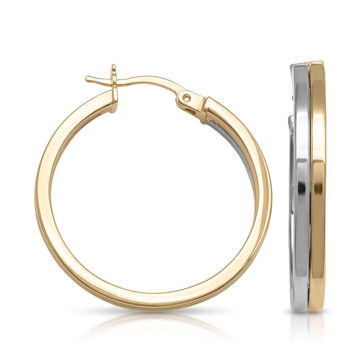 Two Tone Hoop Earrings, 23.2mm
