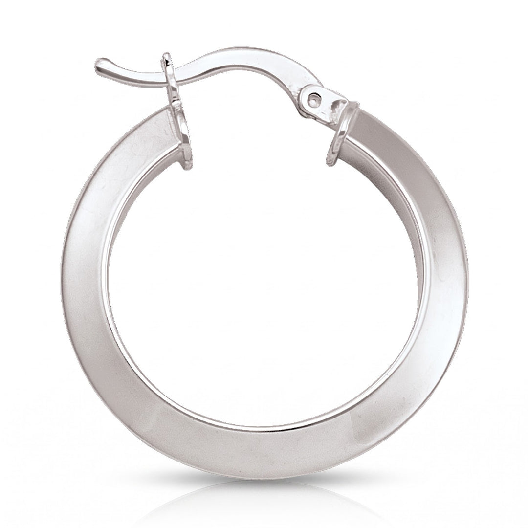 White Gold Knife Edge Hoop Earrings, 23.8mm