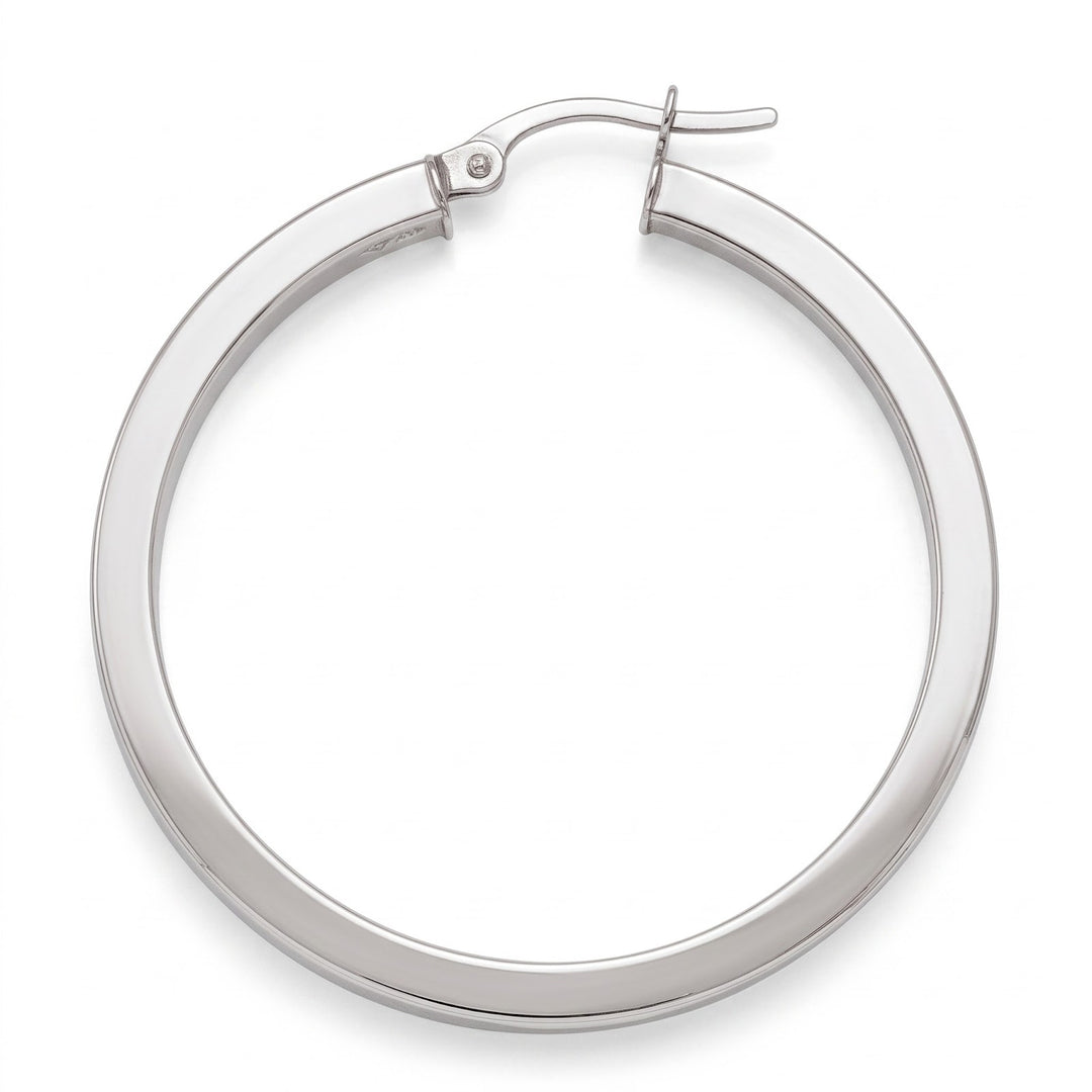 White Gold Square 2 5 Mm Tube Hoop Earrings, 34.2mm