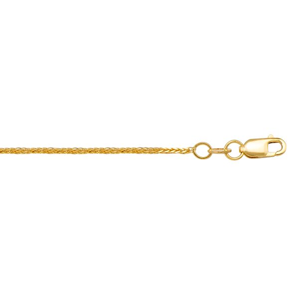 Rose Gold Solid Diamond-Cut Wheat Chain Necklace — 1.2mm