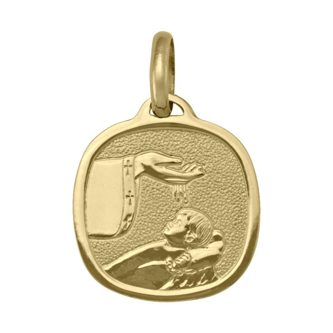 Yellow Gold Baptism Medal — front view