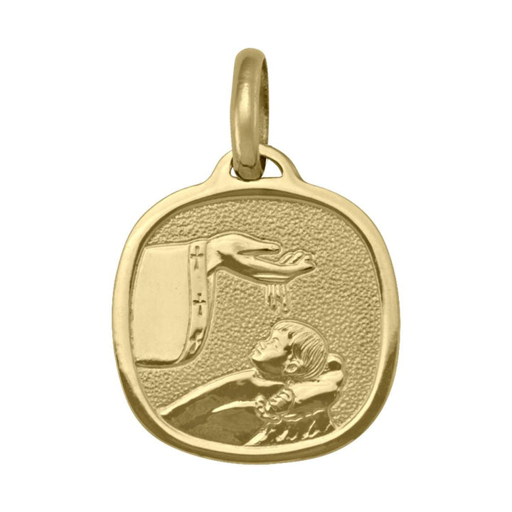 Yellow Gold Baptism Medal — front view