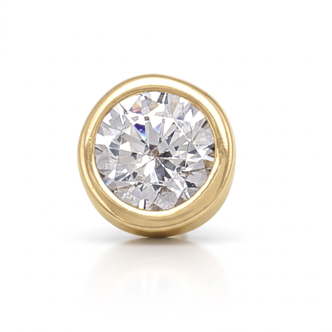 Yellow Gold 4mm CZ Bezel Stud Earrings