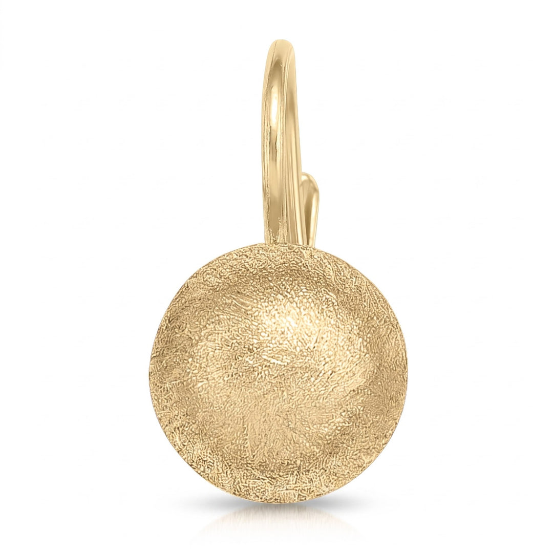 Yellow Gold Satin Finish French Back Ball Earrings