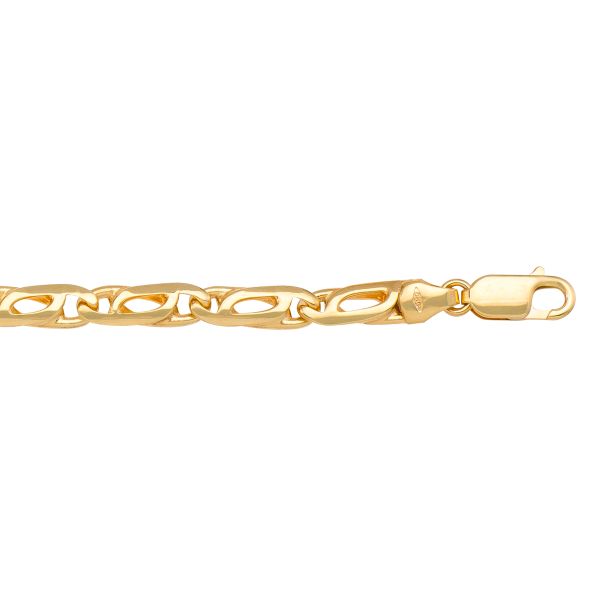 Yellow Gold Solid Tiger Eye Chain Necklace — 5.5mm