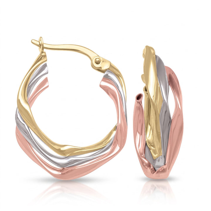 Tri Colour Fancy Hoop Earrings, 18.3mm