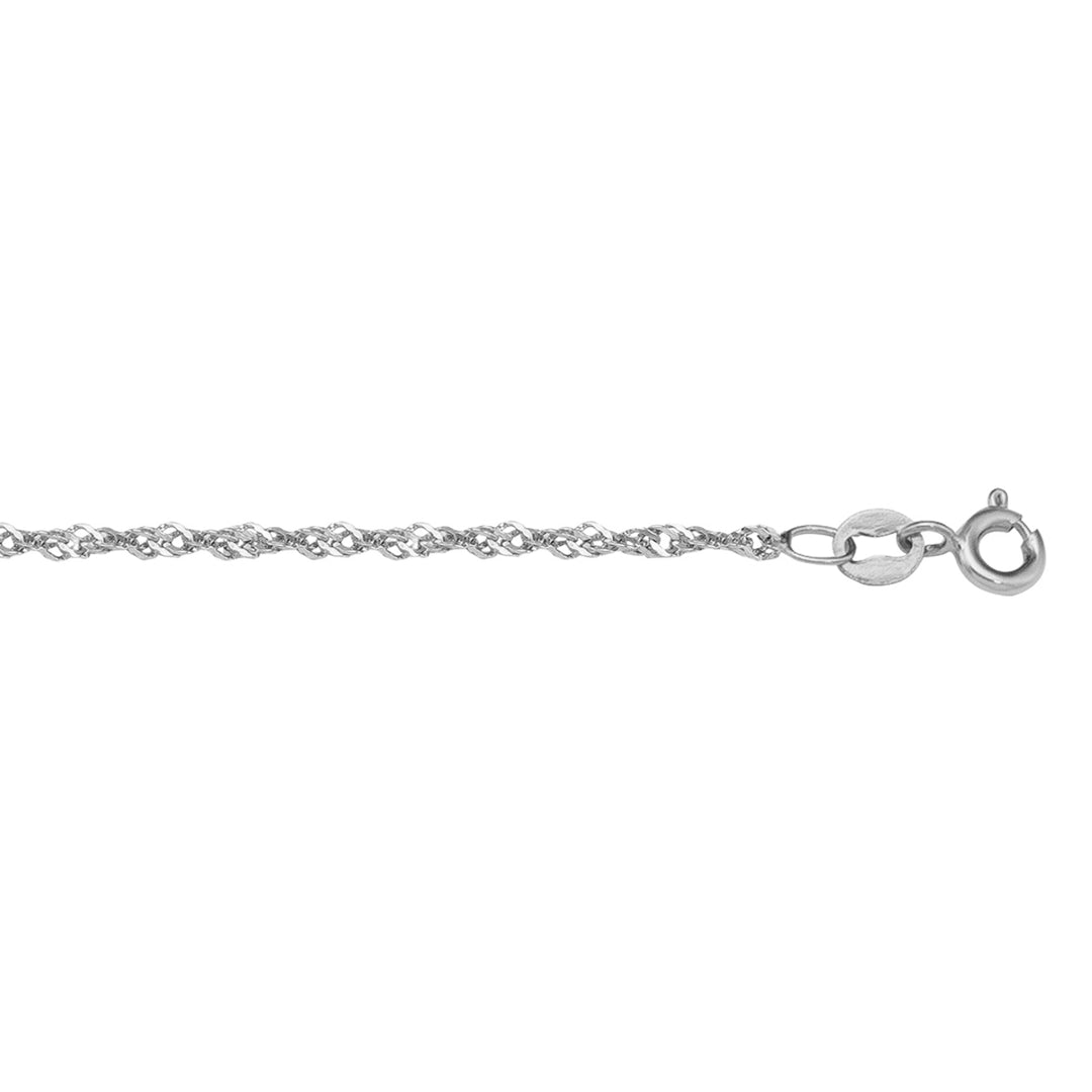 White Gold Solid Singapore Chain Necklace — 1.4mm
