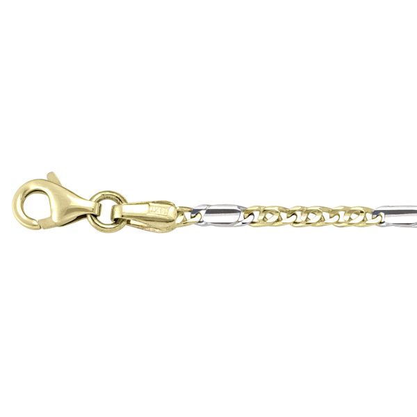 Two-Tone Gold Solid Flat Fancy Chain Necklace — 1.9mm