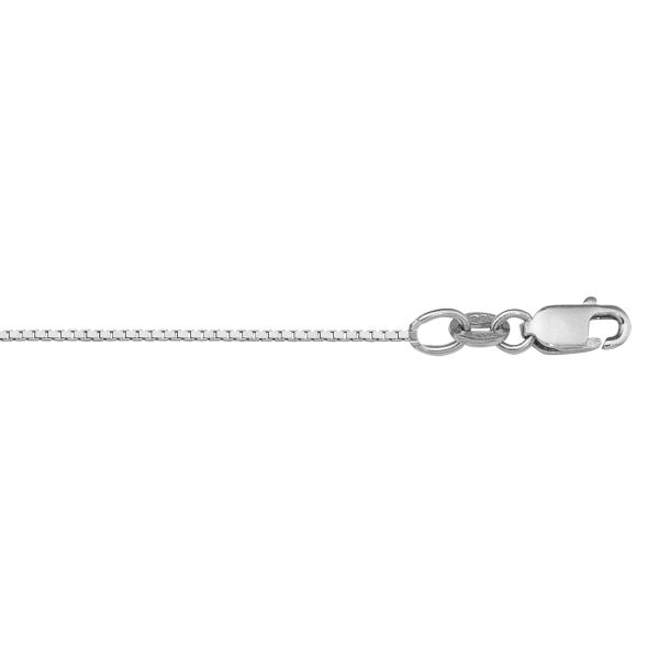 White Gold Solid Box Chain Necklace — 0.8mm