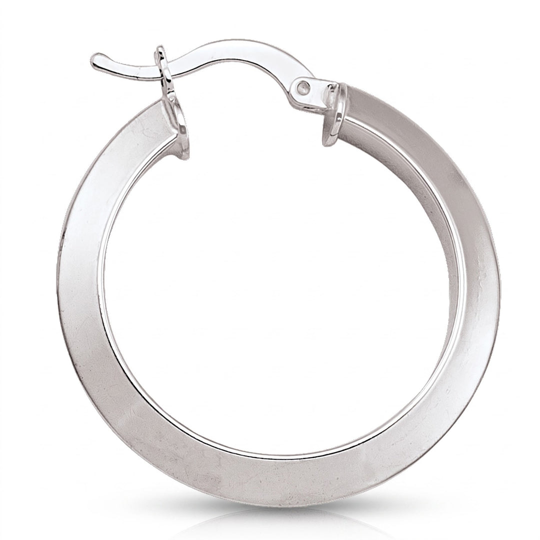 White Gold Knife Edge Hoop Earrings, 26.7mm