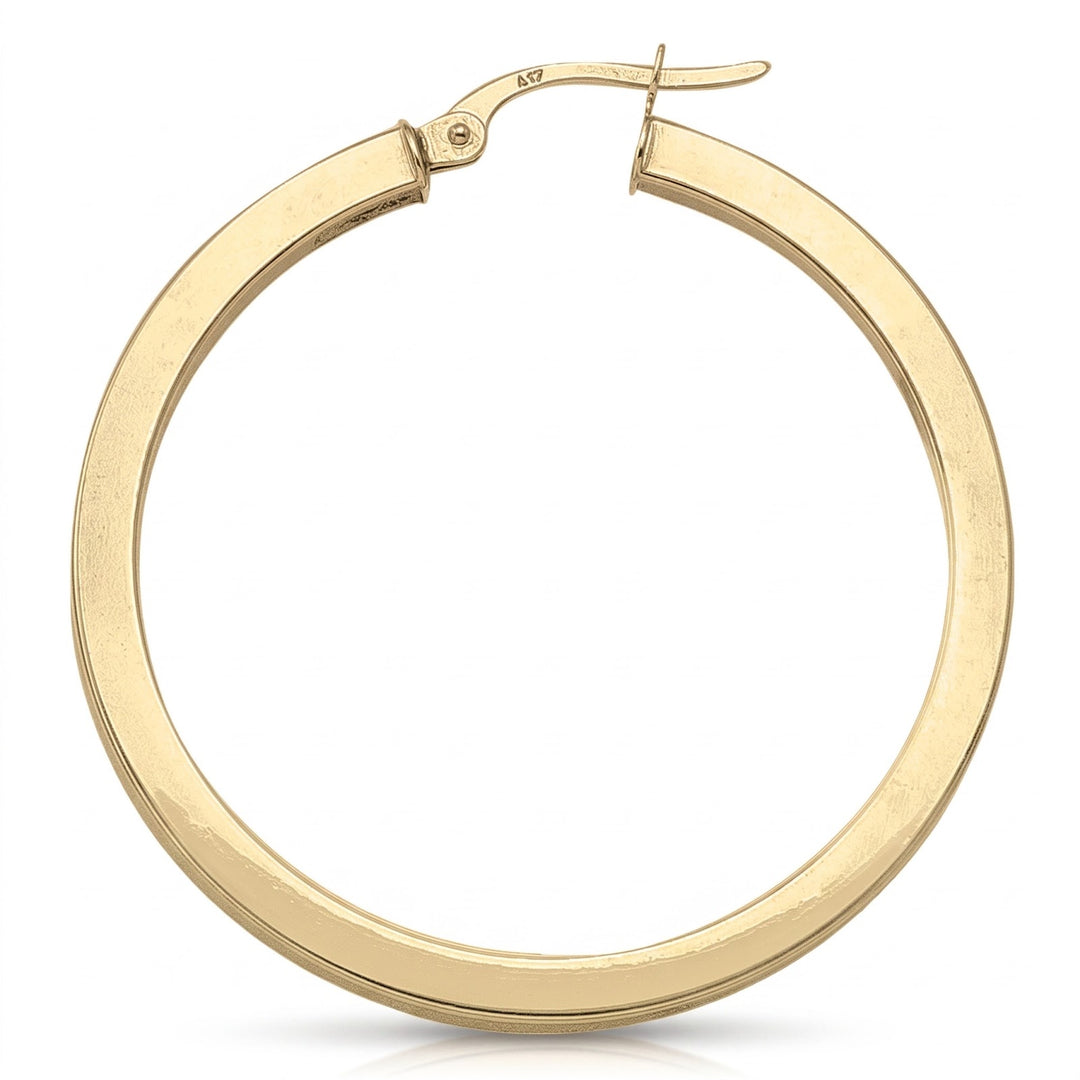 Yellow Gold Square 2 5 Mm Tube Hoop Earrings, 34.2mm