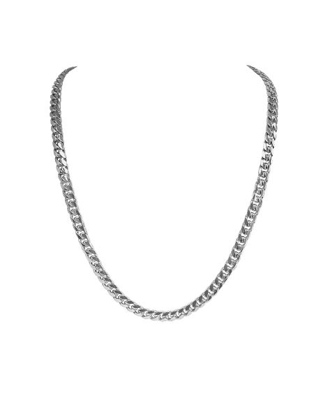 White Gold Solid Cuban Chain Necklace — 5.6mm