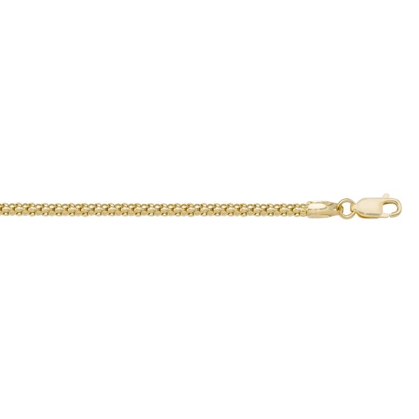Yellow Gold Hollow Popcorn Chain Necklace — 1.8mm