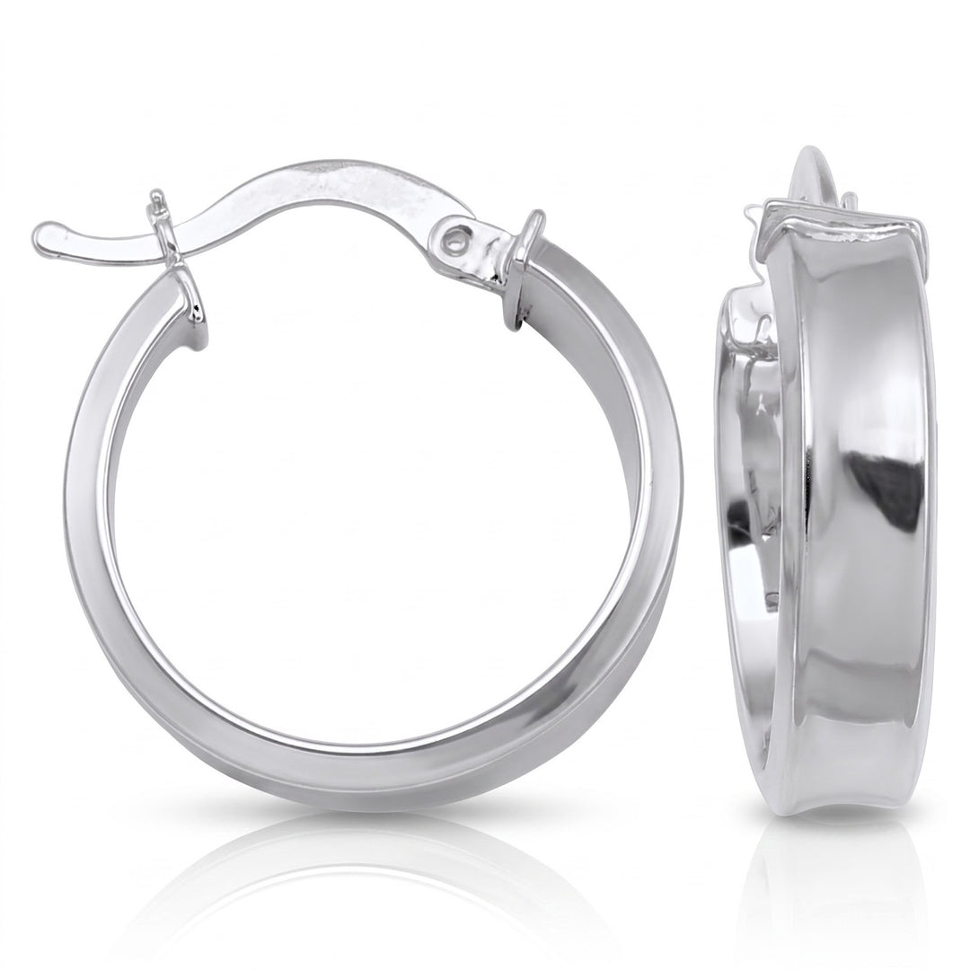 White Gold Hoop Earrings, 19mm