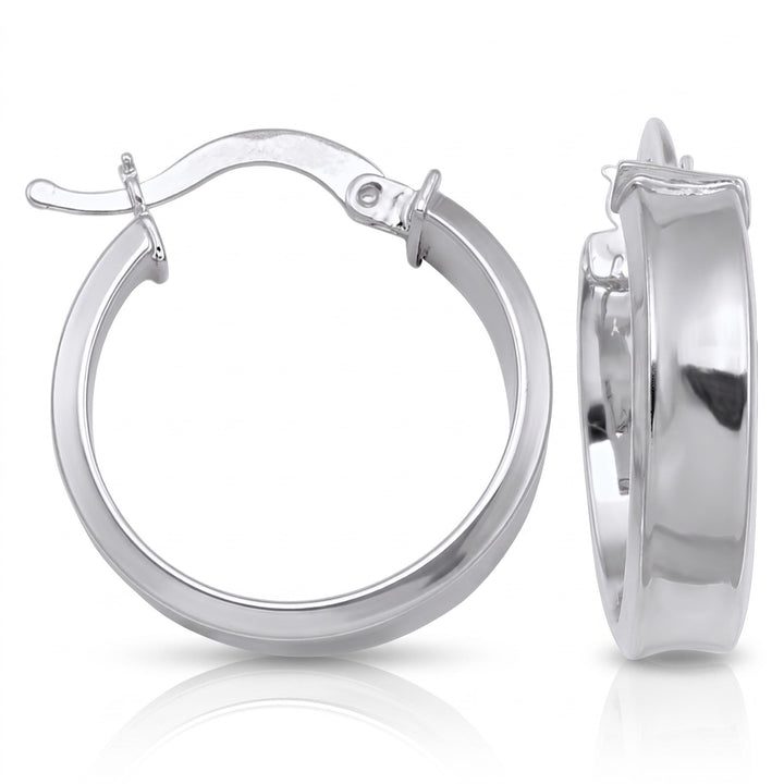 White Gold Hoop Earrings, 19mm
