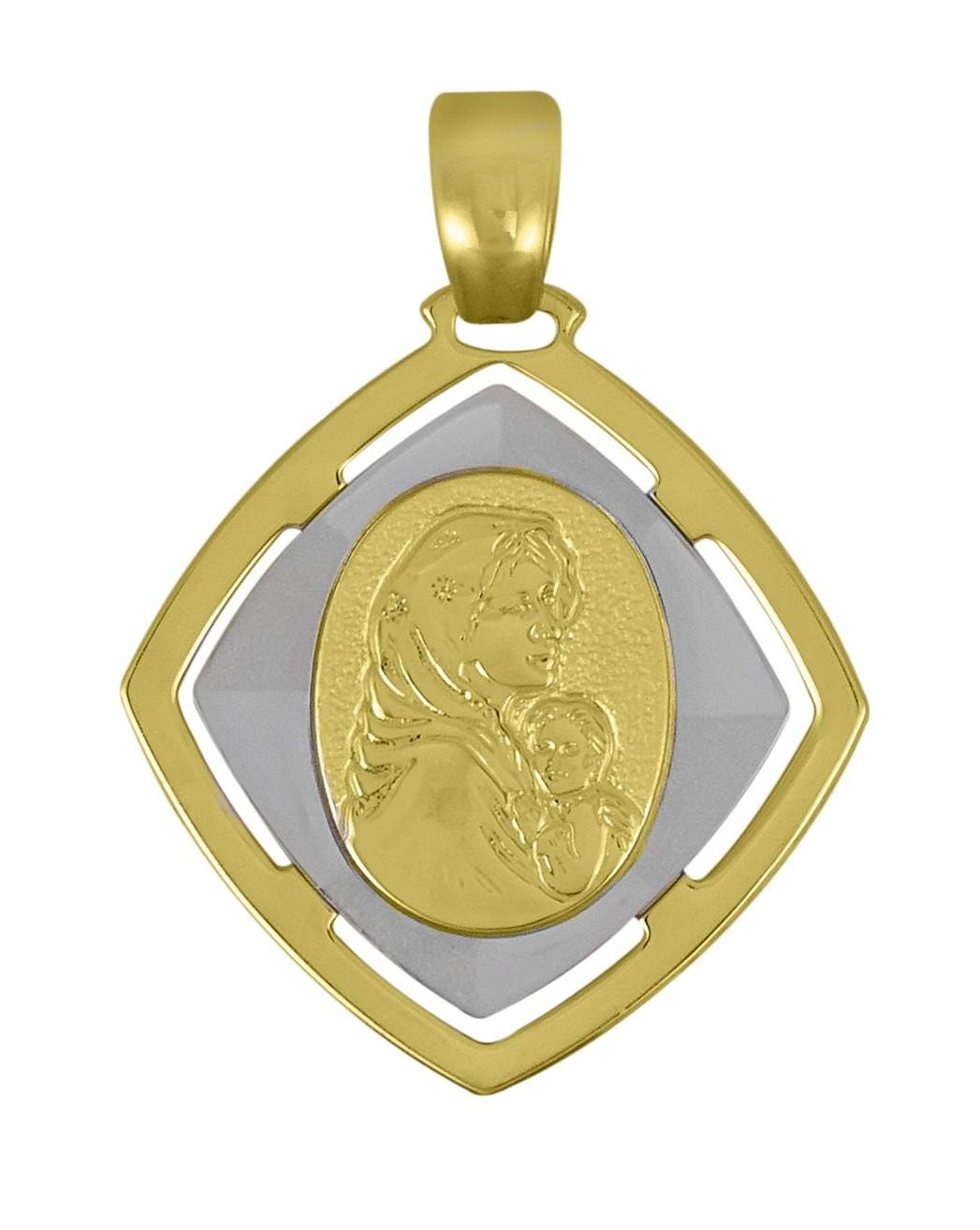 Two-Tone Gold Madonna Medal — front view