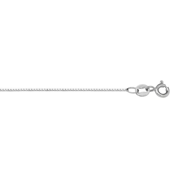 White Gold Solid Box Chain Necklace — 0.6mm