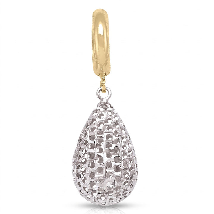 Two Tone Fancy Diamond Cut Tear Drop Earrings