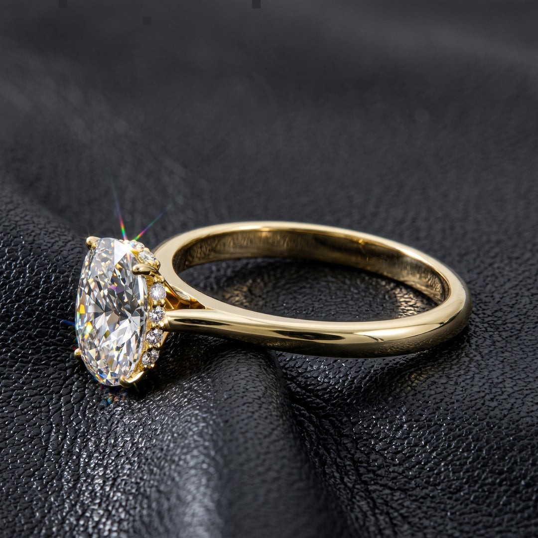 2 Carat Cushion Lab Diamond Engagement Ring with Hidden Halo