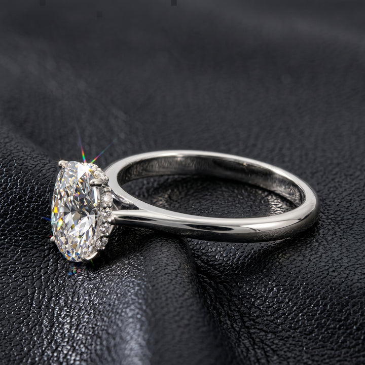 2 Carat Cushion Lab Diamond Engagement Ring with Hidden Halo