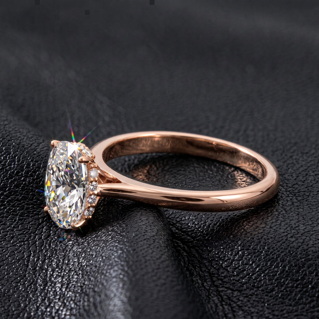 2 Carat Cushion Lab Diamond Engagement Ring with Hidden Halo