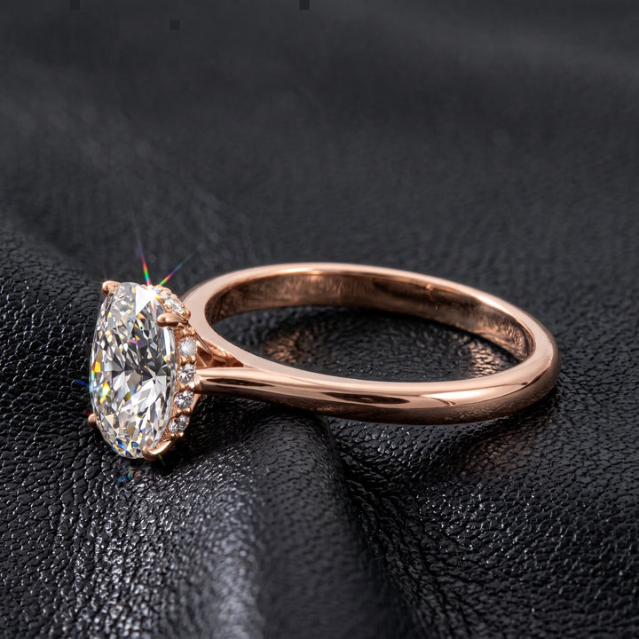 2 Carat Cushion Lab Diamond Engagement Ring with Hidden Halo