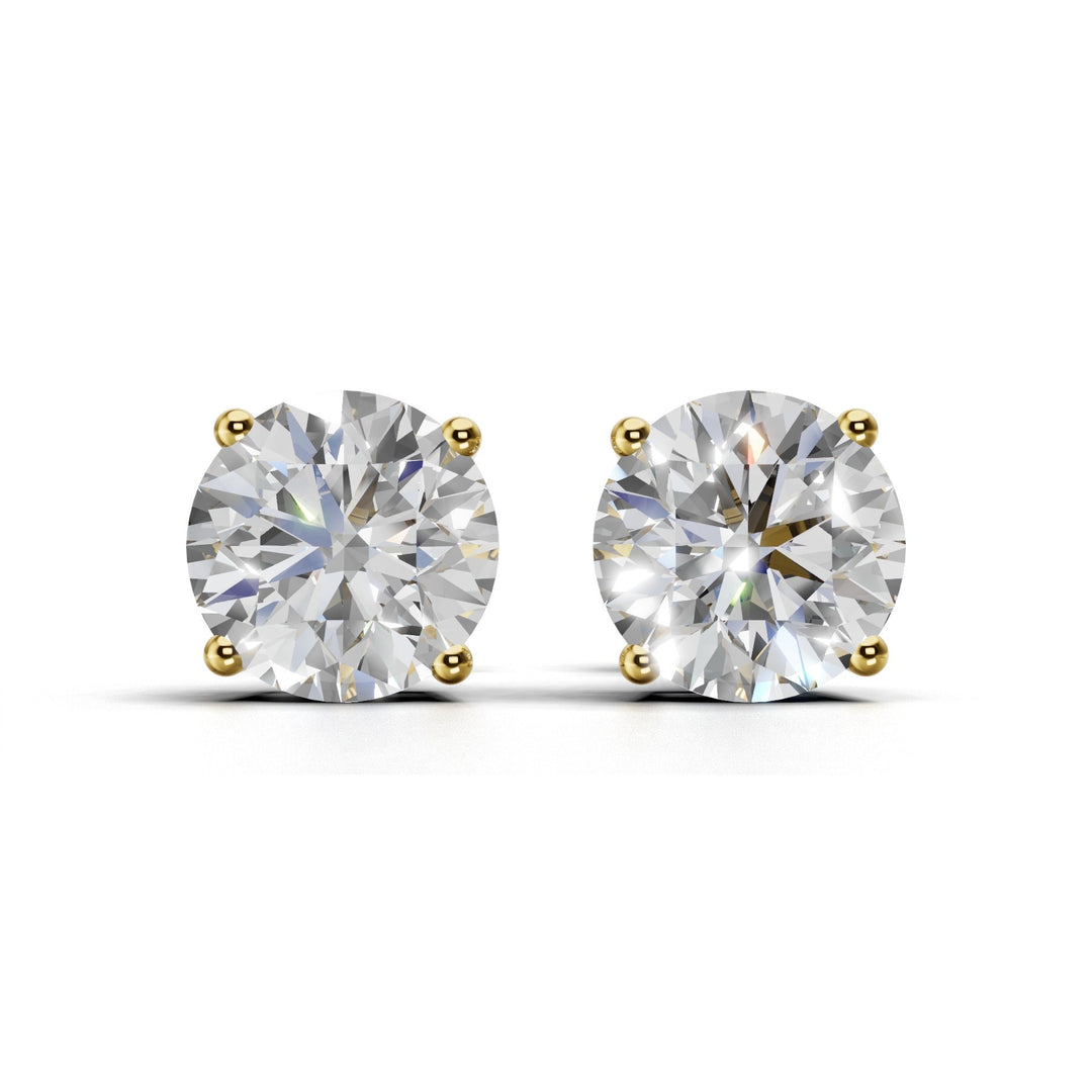 2 carat round lab-grown diamond double gallery stud earrings with secure setting