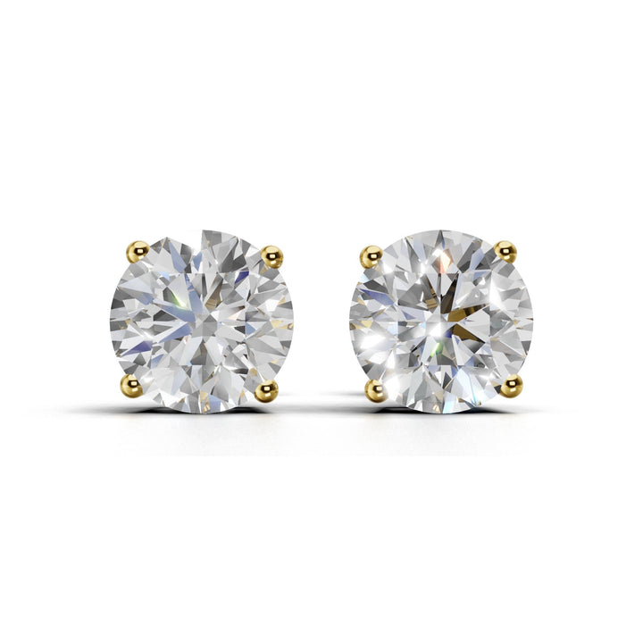 2 carat round lab-grown diamond double gallery stud earrings with secure setting