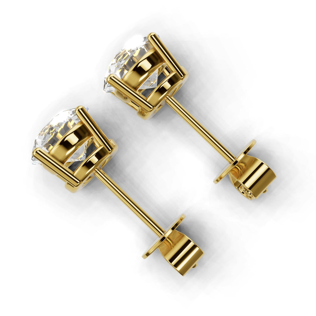 2 carat round lab-grown diamond double gallery stud earrings with secure setting