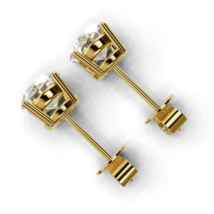 2 carat round lab-grown diamond double gallery stud earrings with secure setting