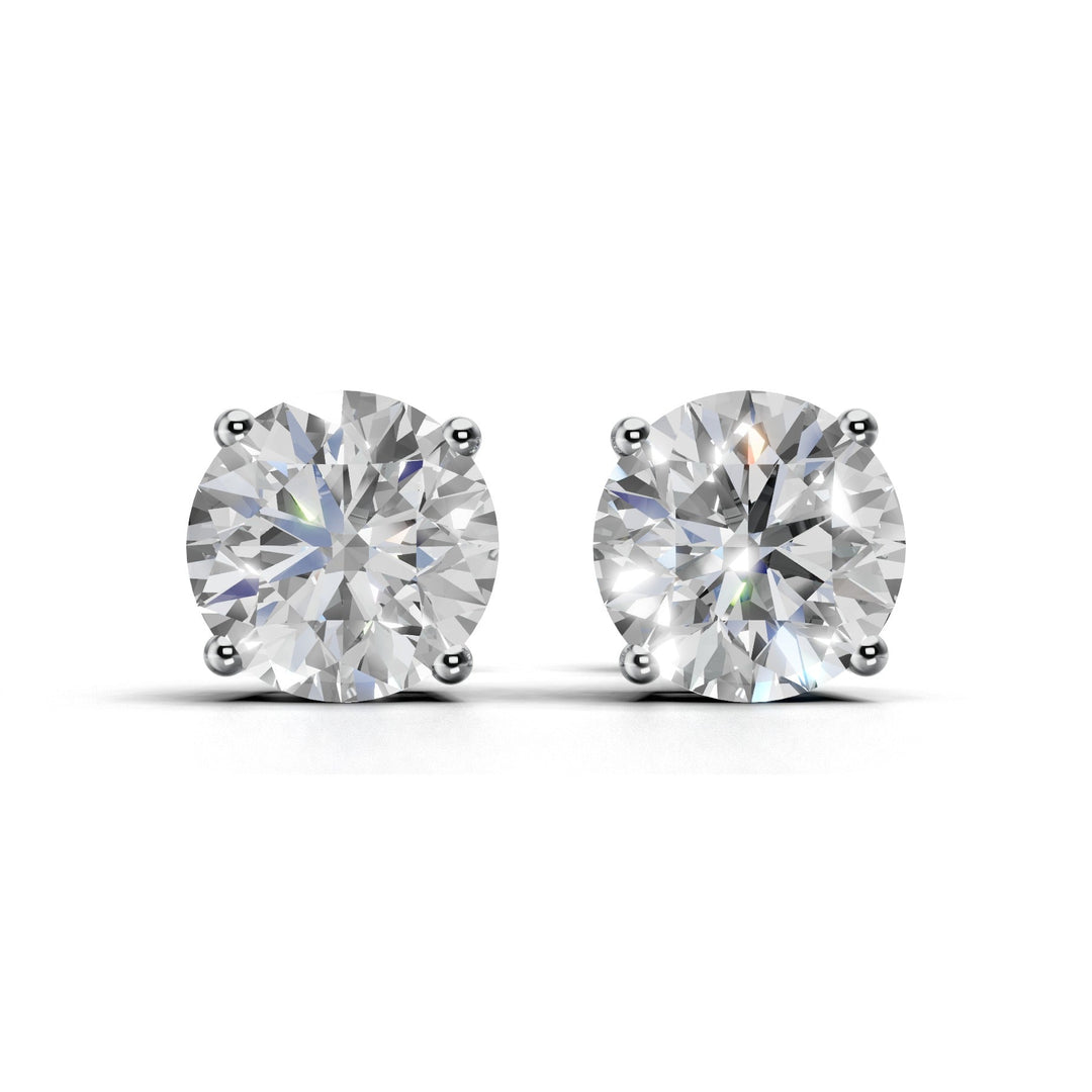 2 carat round lab-grown diamond double gallery stud earrings with secure setting